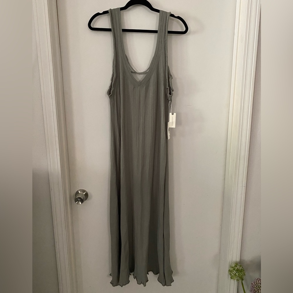 Daily Practice for Anthropologie Ribbed Sweater MIDI Dress Moss NWT XL - Picture 3 of 6